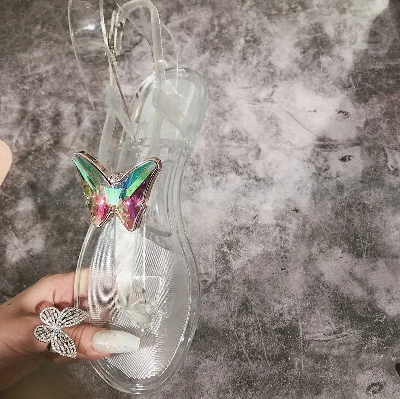 2022 New Herringbone Acrylic Disc Slippers Women's Fashionable Beach Shoes