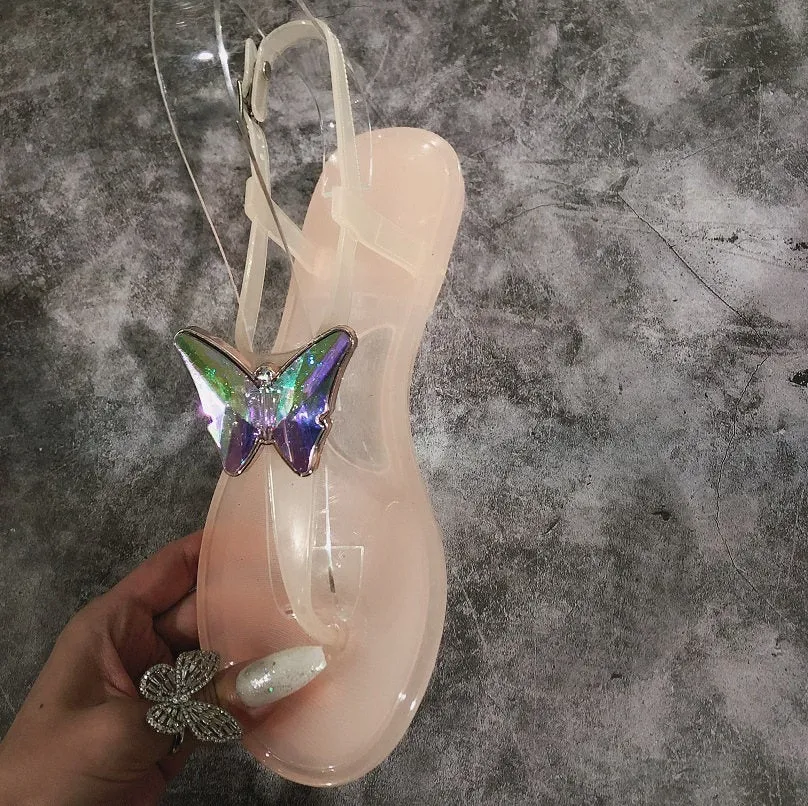 2022 New Herringbone Acrylic Disc Slippers Women's Fashionable Beach Shoes