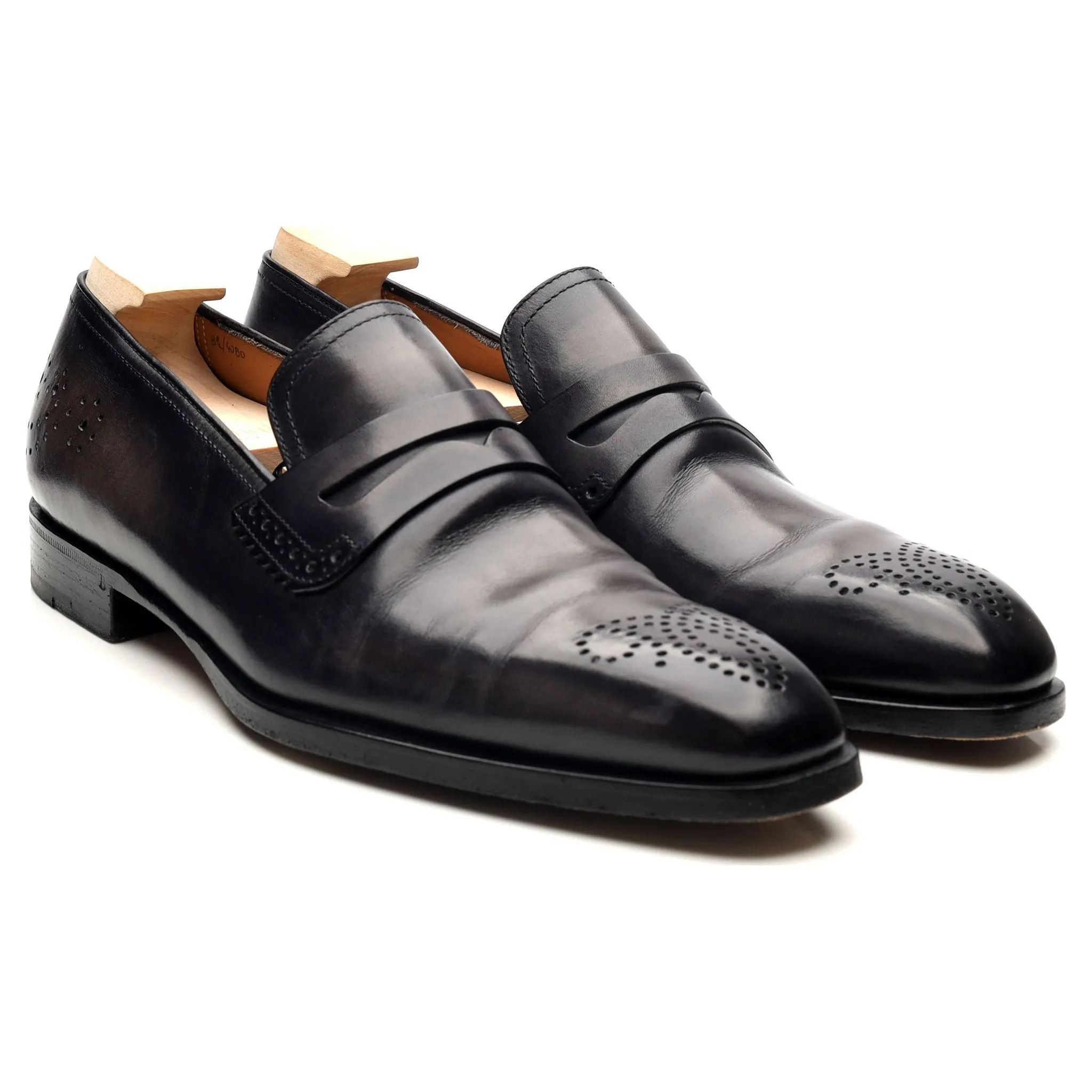 Black Patina Leather Loafers UK 8.5