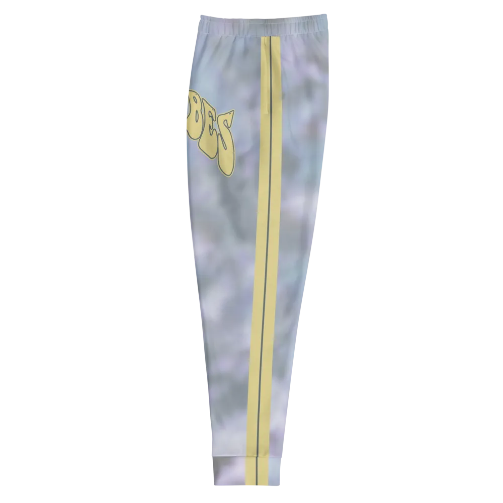 CRXWN | Royal Urban Resort | Trippy Drippy Bleach Acid Wash with Malibu Stripe Unisex Jogger Ash Blue Bleach Grunge Acid Dye
