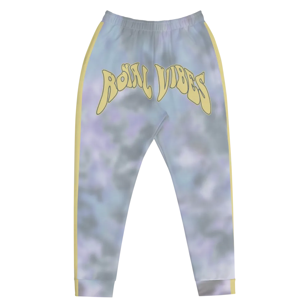 CRXWN | Royal Urban Resort | Trippy Drippy Bleach Acid Wash with Malibu Stripe Unisex Jogger Ash Blue Bleach Grunge Acid Dye
