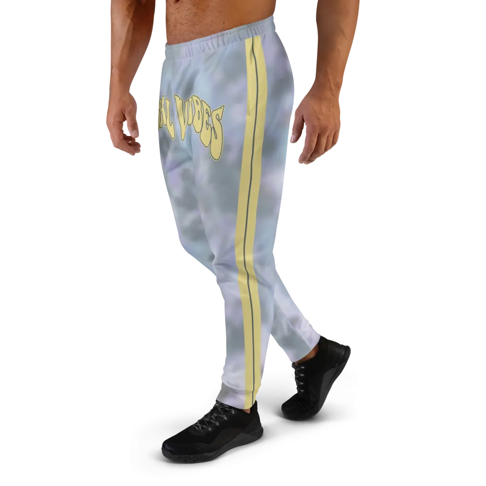 CRXWN | Royal Urban Resort | Trippy Drippy Bleach Acid Wash with Malibu Stripe Unisex Jogger Ash Blue Bleach Grunge Acid Dye