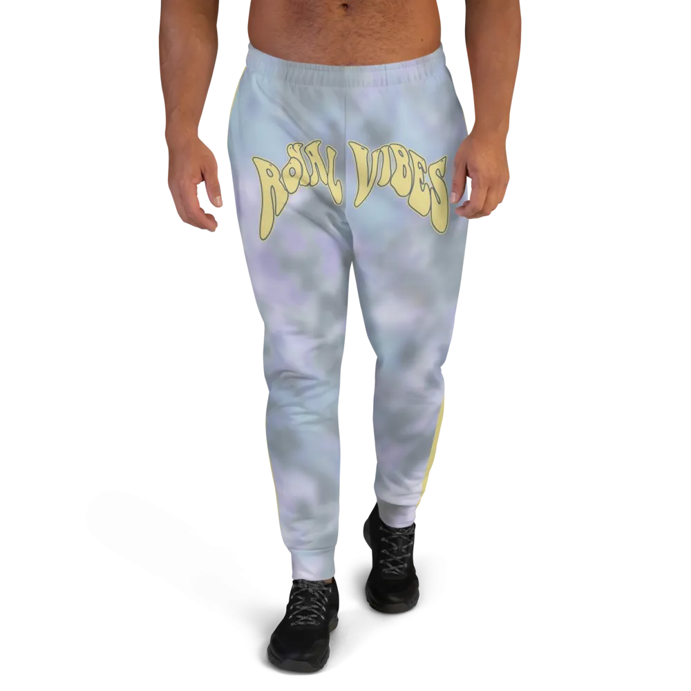 CRXWN | Royal Urban Resort | Trippy Drippy Bleach Acid Wash with Malibu Stripe Unisex Jogger Ash Blue Bleach Grunge Acid Dye