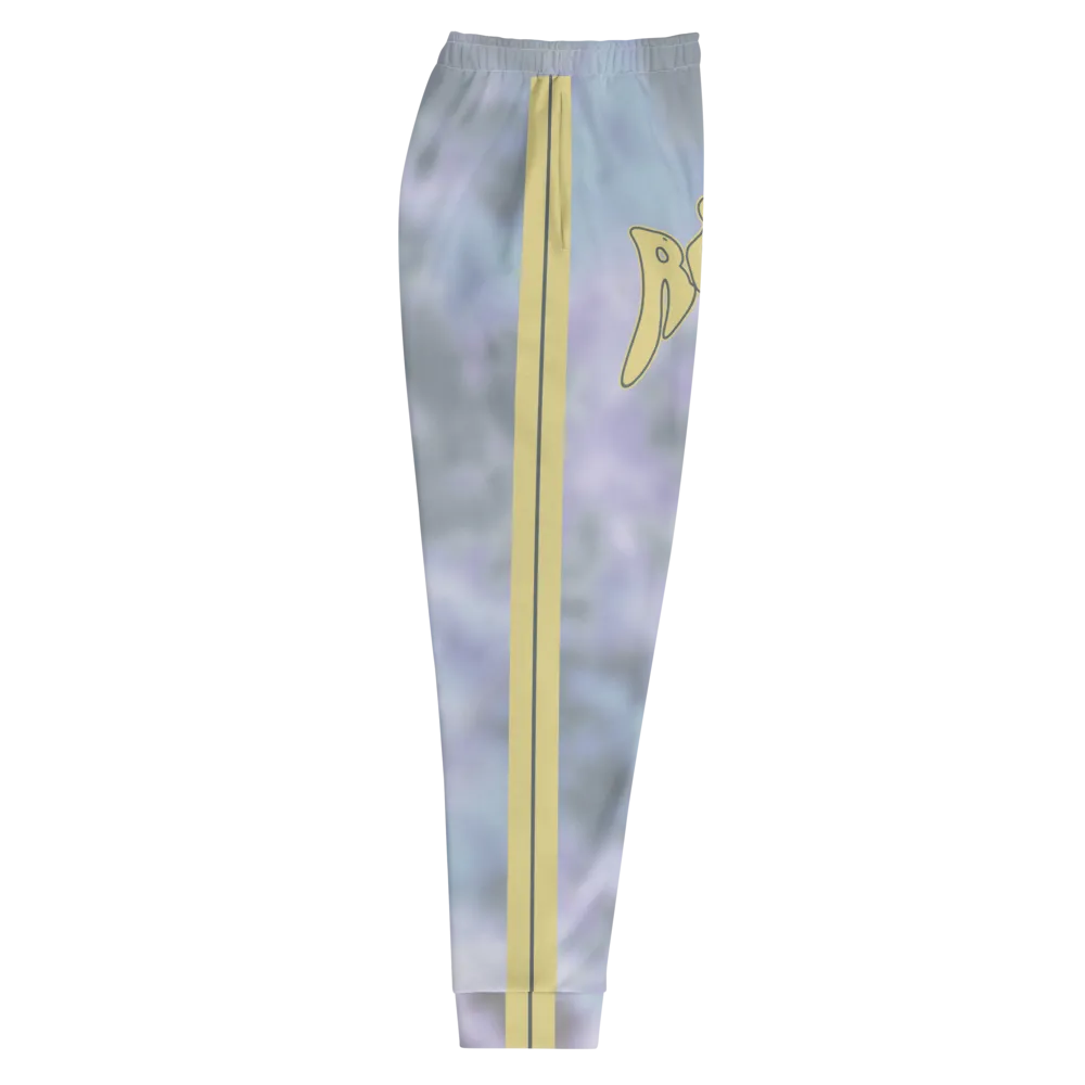 CRXWN | Royal Urban Resort | Trippy Drippy Bleach Acid Wash with Malibu Stripe Unisex Jogger Ash Blue Bleach Grunge Acid Dye