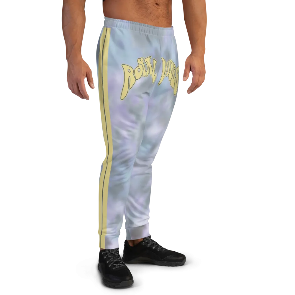 CRXWN | Royal Urban Resort | Trippy Drippy Bleach Acid Wash with Malibu Stripe Unisex Jogger Ash Blue Bleach Grunge Acid Dye