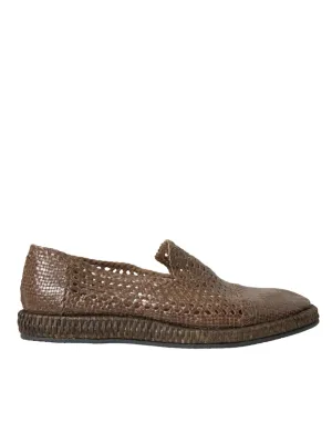 Dolce & Gabbana Braided Calfskin Derby Loafers