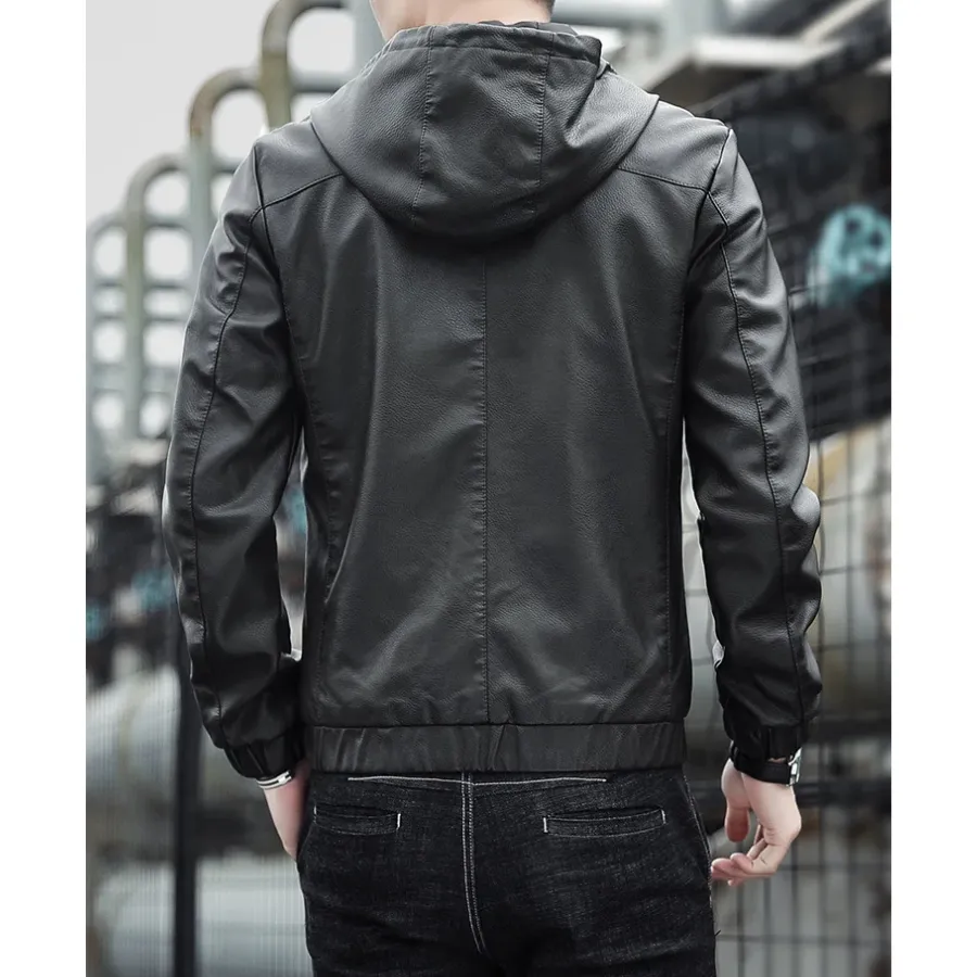 Dunlowe - Leren Jas Heren - Casual Ontwerp met Capuchon en Ritsluiting | Leren Jas Heren