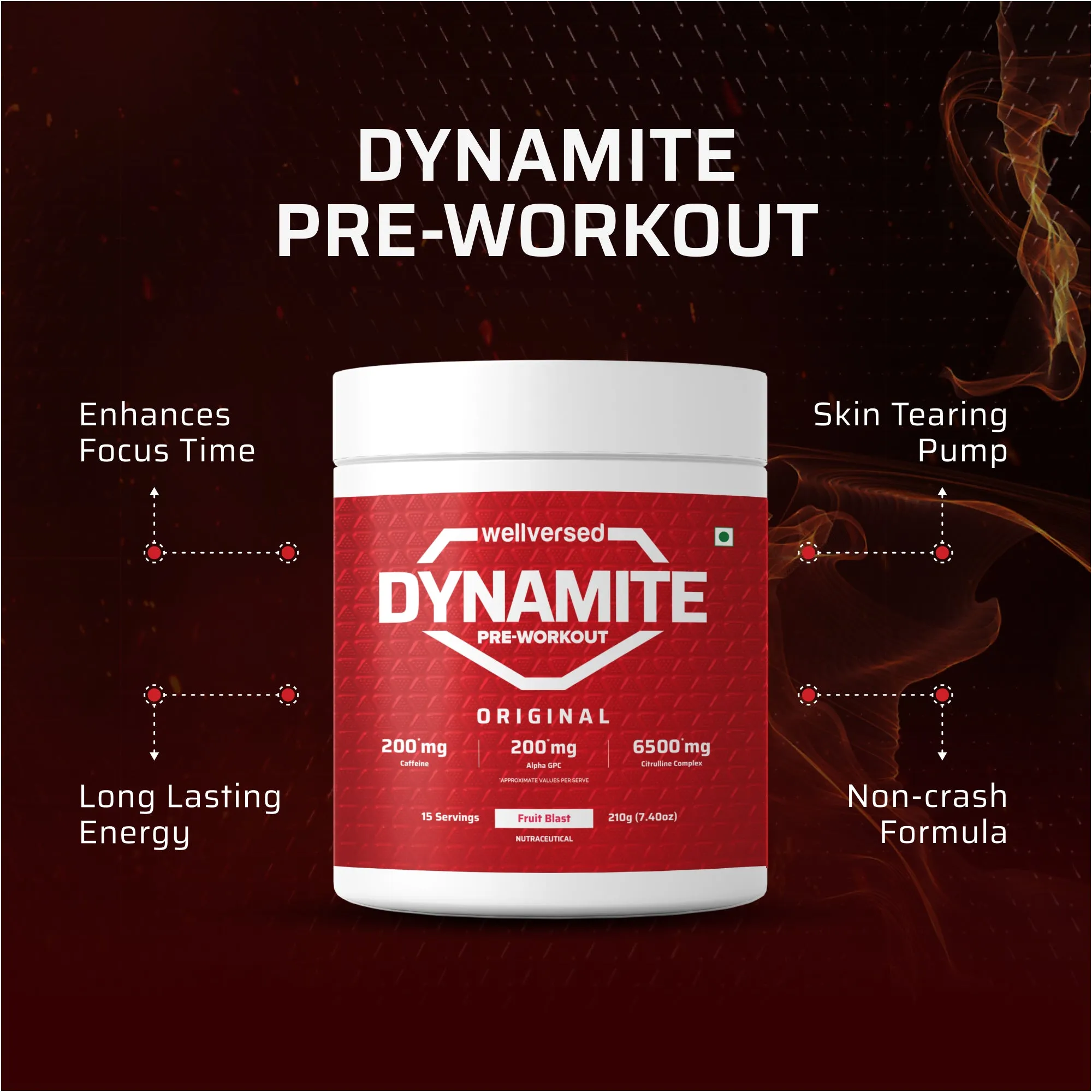 Dynamite Pre-workout (15 Servings, Fruit Blast)   YouWeFit Triple Strength Fish Oil (60 Capsules) | Power & Recovery | For Men & Women