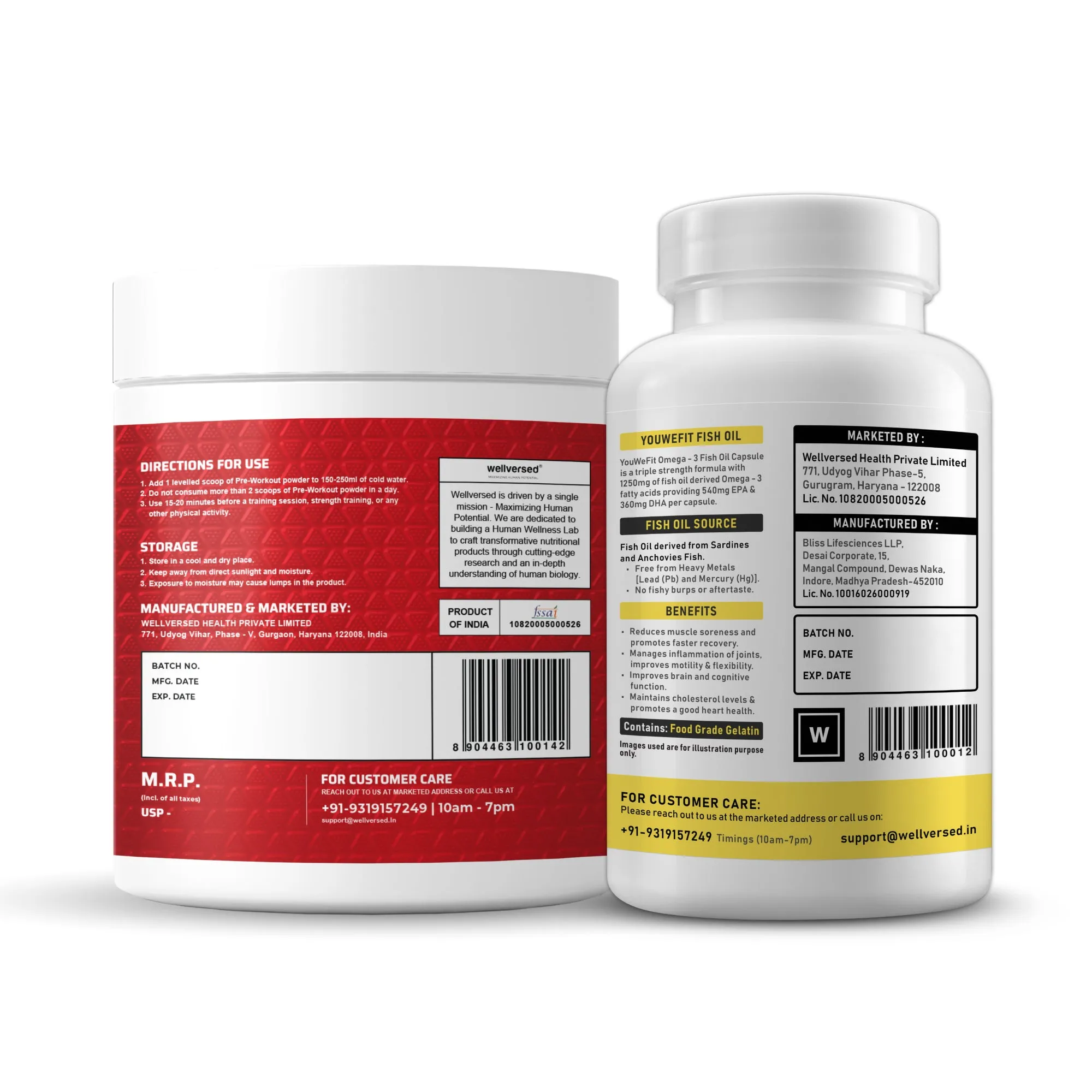 Dynamite Pre-workout (15 Servings, Fruit Blast)   YouWeFit Triple Strength Fish Oil (60 Capsules) | Power & Recovery | For Men & Women