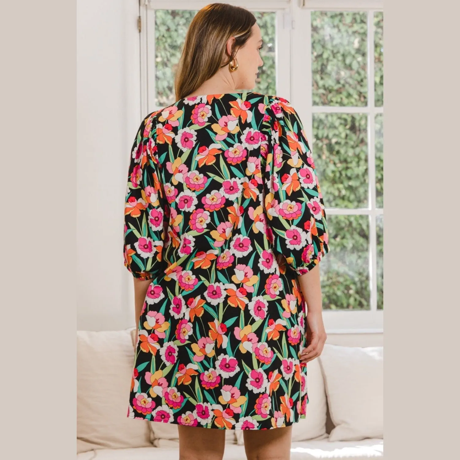 Floral Puff Sleeve Mini Dress