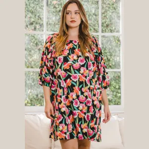 Floral Puff Sleeve Mini Dress