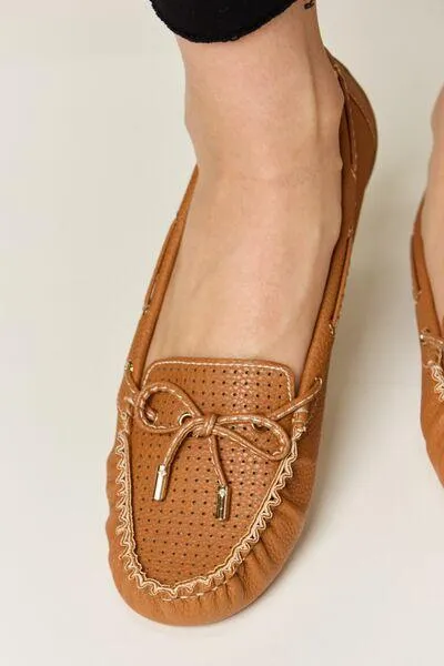 Forever Link Tied Bow Decor Womens Tan Loafers
