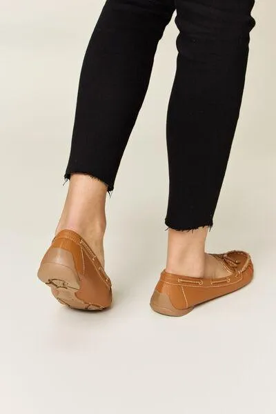 Forever Link Tied Bow Decor Womens Tan Loafers