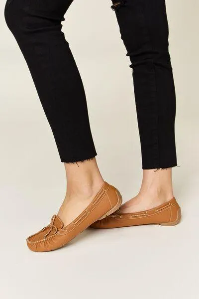 Forever Link Tied Bow Decor Womens Tan Loafers