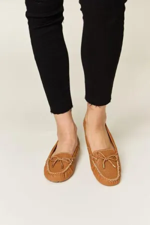 Forever Link Tied Bow Decor Womens Tan Loafers