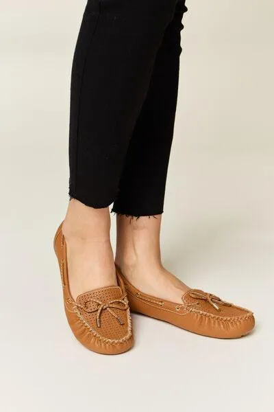 Forever Link Tied Bow Decor Womens Tan Loafers