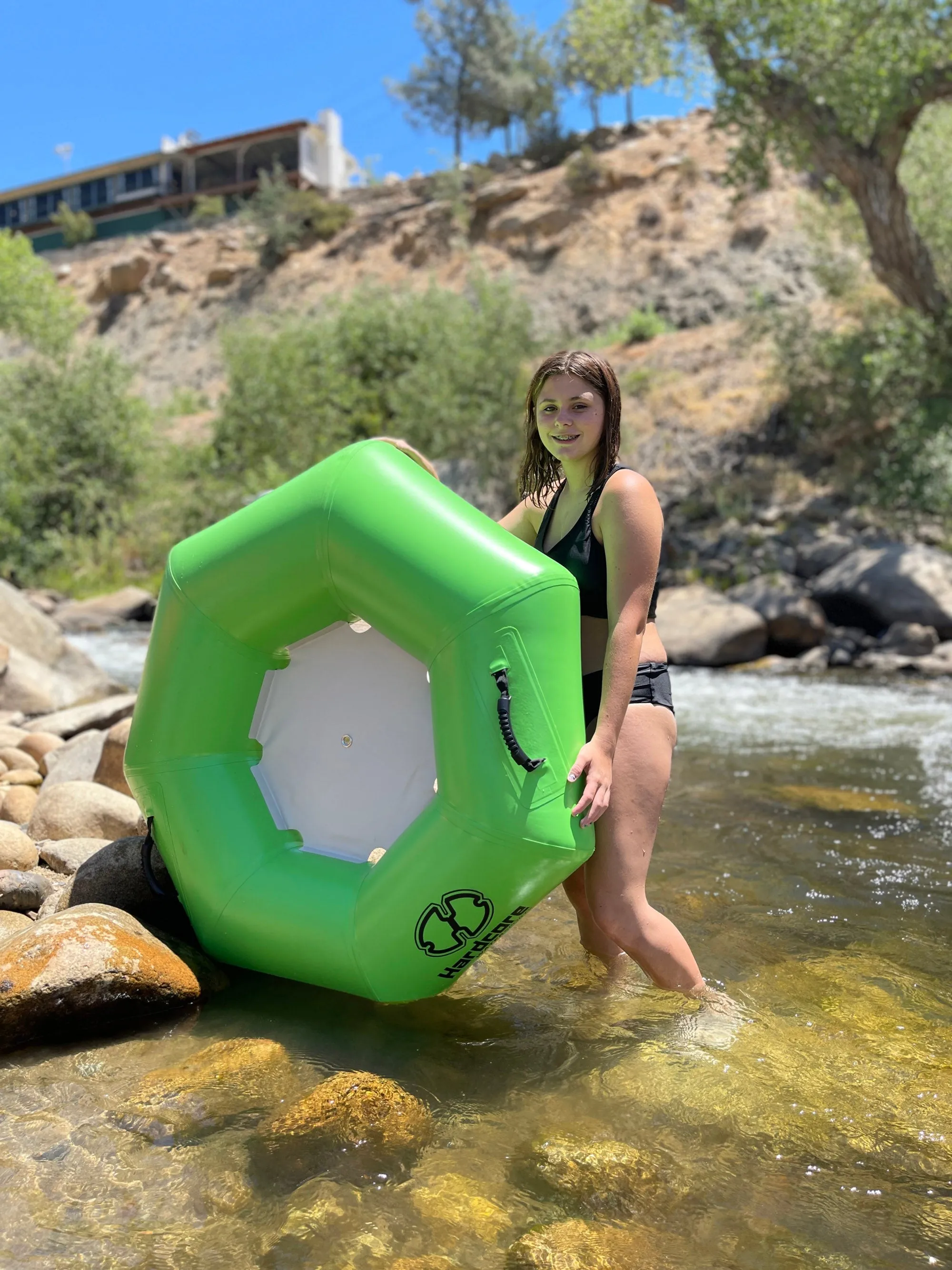 Hardcore River Tube with Durable Triple-Layer PVC, Ergonomic Seven-Sided Design, Intuitive Handles, and C7 Valve Inflation  Ideal for Tubing Adventures