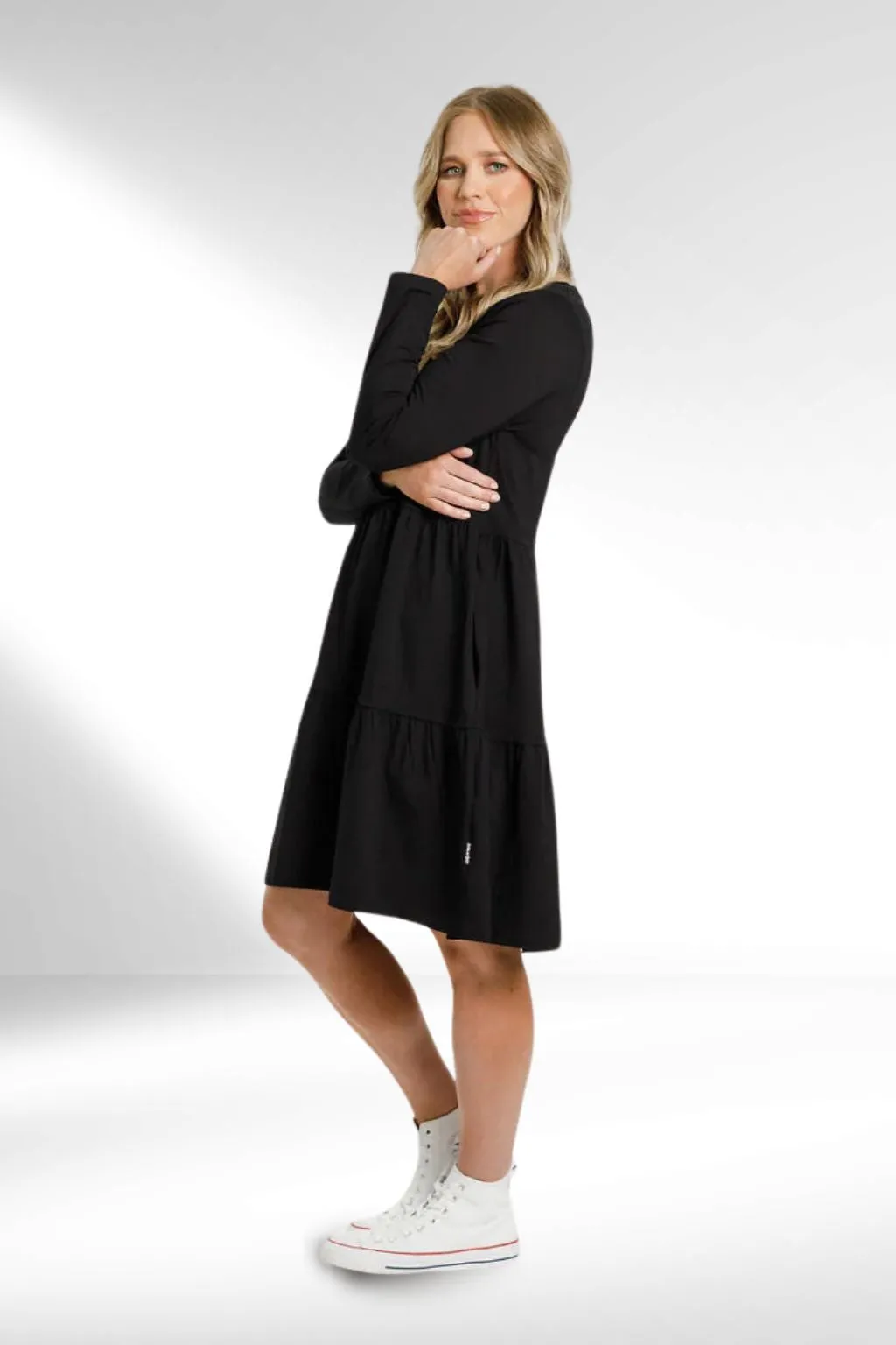 Homelee Long Sleeve Kylie Dress Black