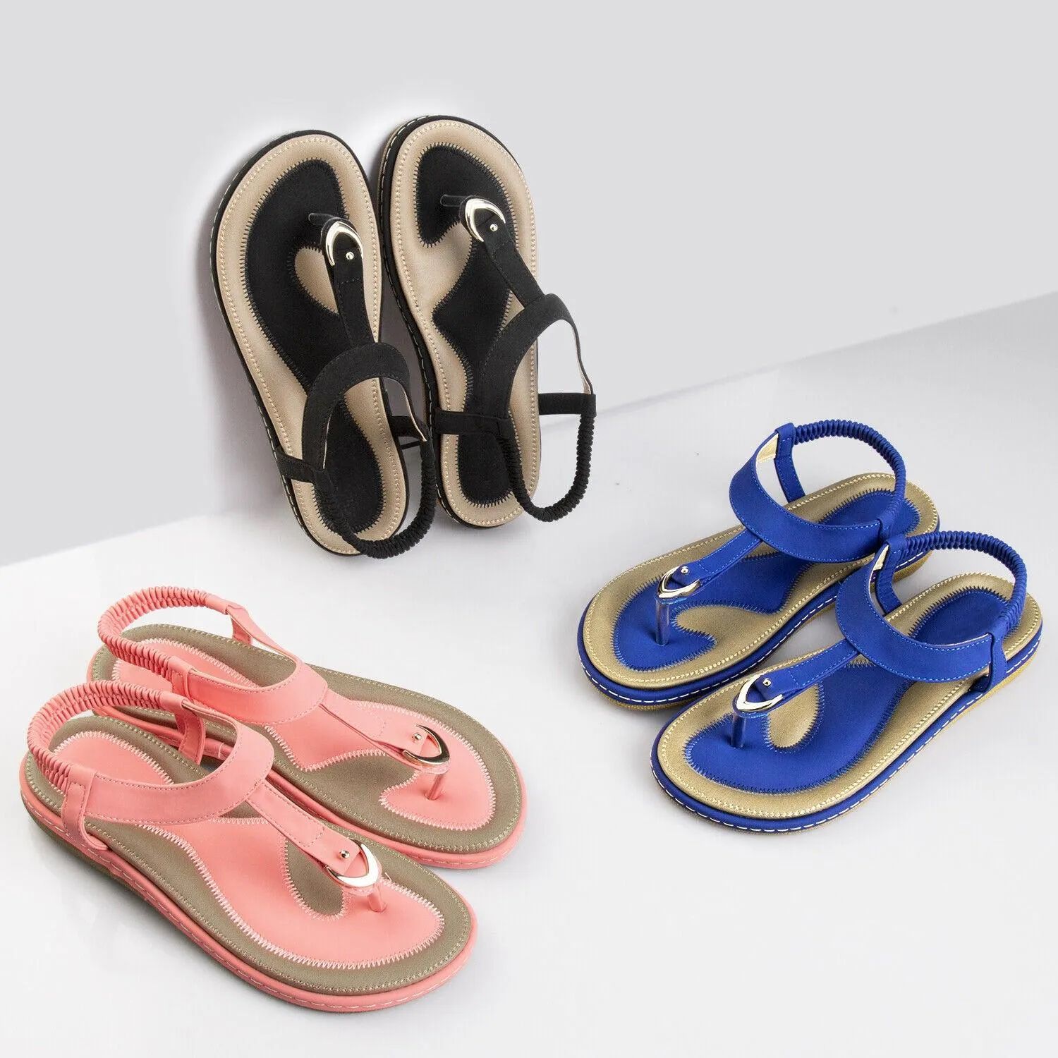 Low-Wedge Orthopedic Elastic Band Strap Flip Flops Sandal