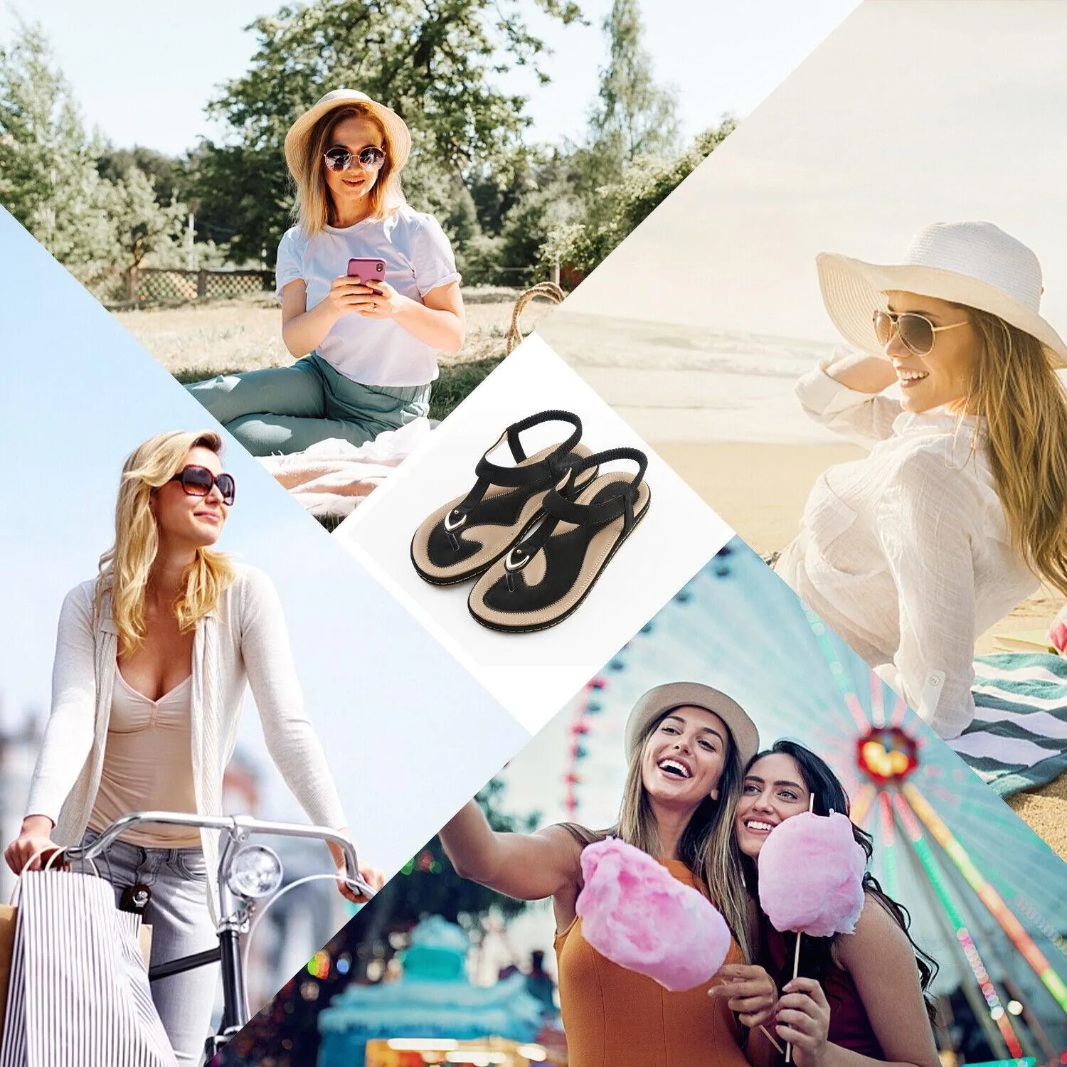 Low-Wedge Orthopedic Elastic Band Strap Flip Flops Sandal