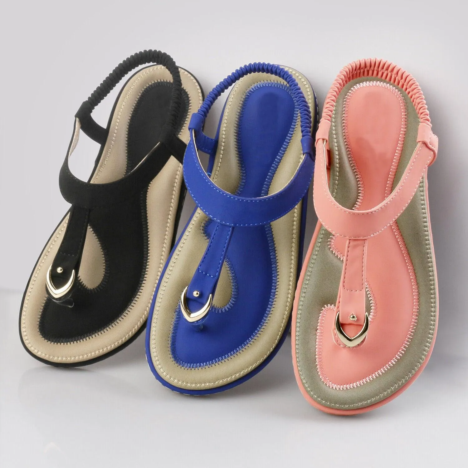 Low-Wedge Orthopedic Elastic Band Strap Flip Flops Sandal