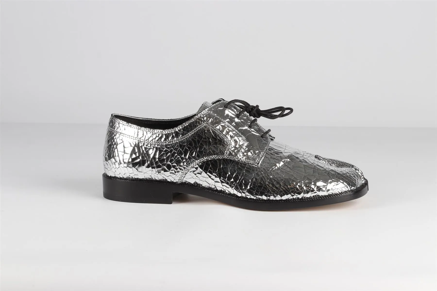 MAISON MARGIELA SILVER TABI LEATHER LOAFERS EU 39.5 UK 6.5 US 9.5