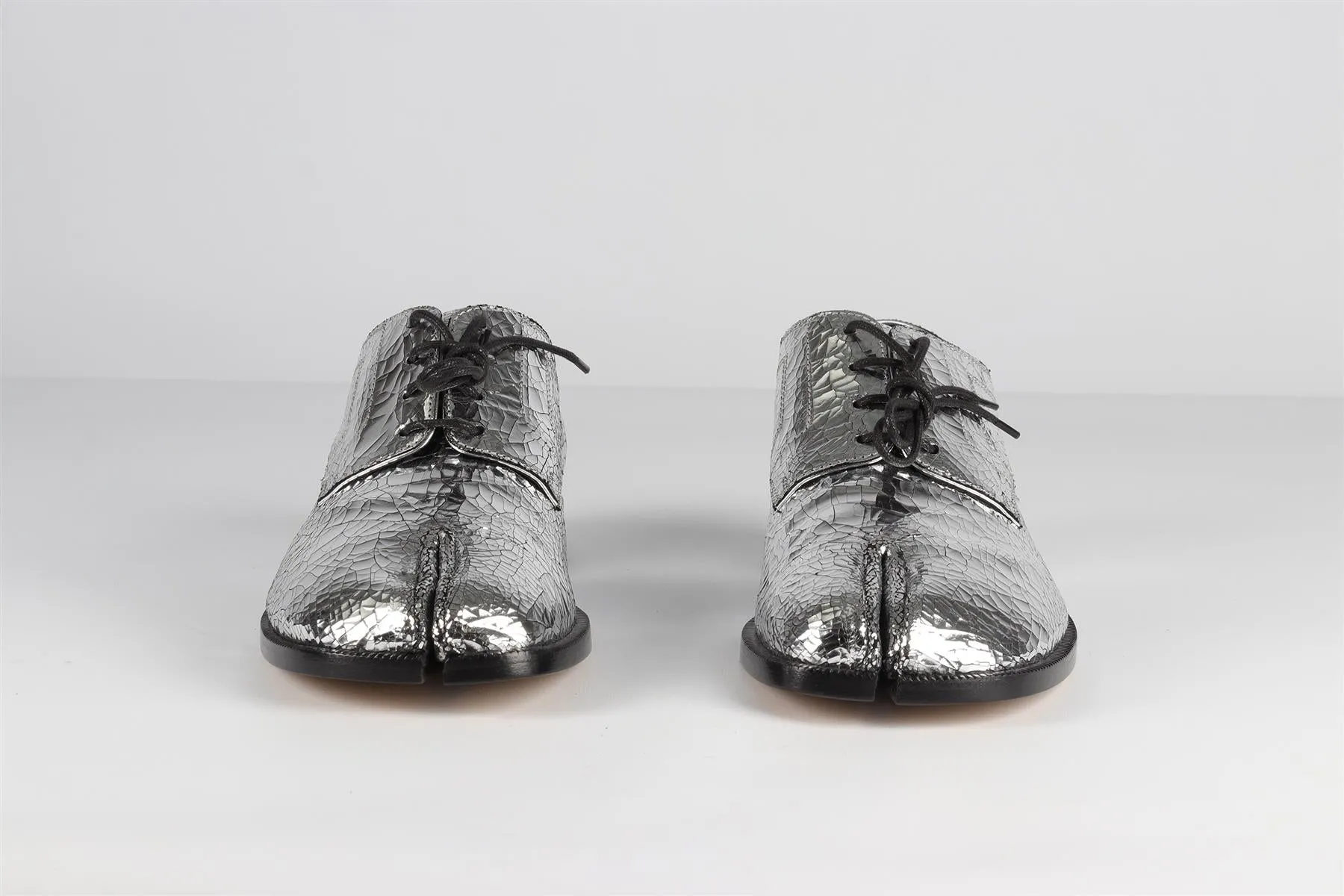 MAISON MARGIELA SILVER TABI LEATHER LOAFERS EU 39.5 UK 6.5 US 9.5