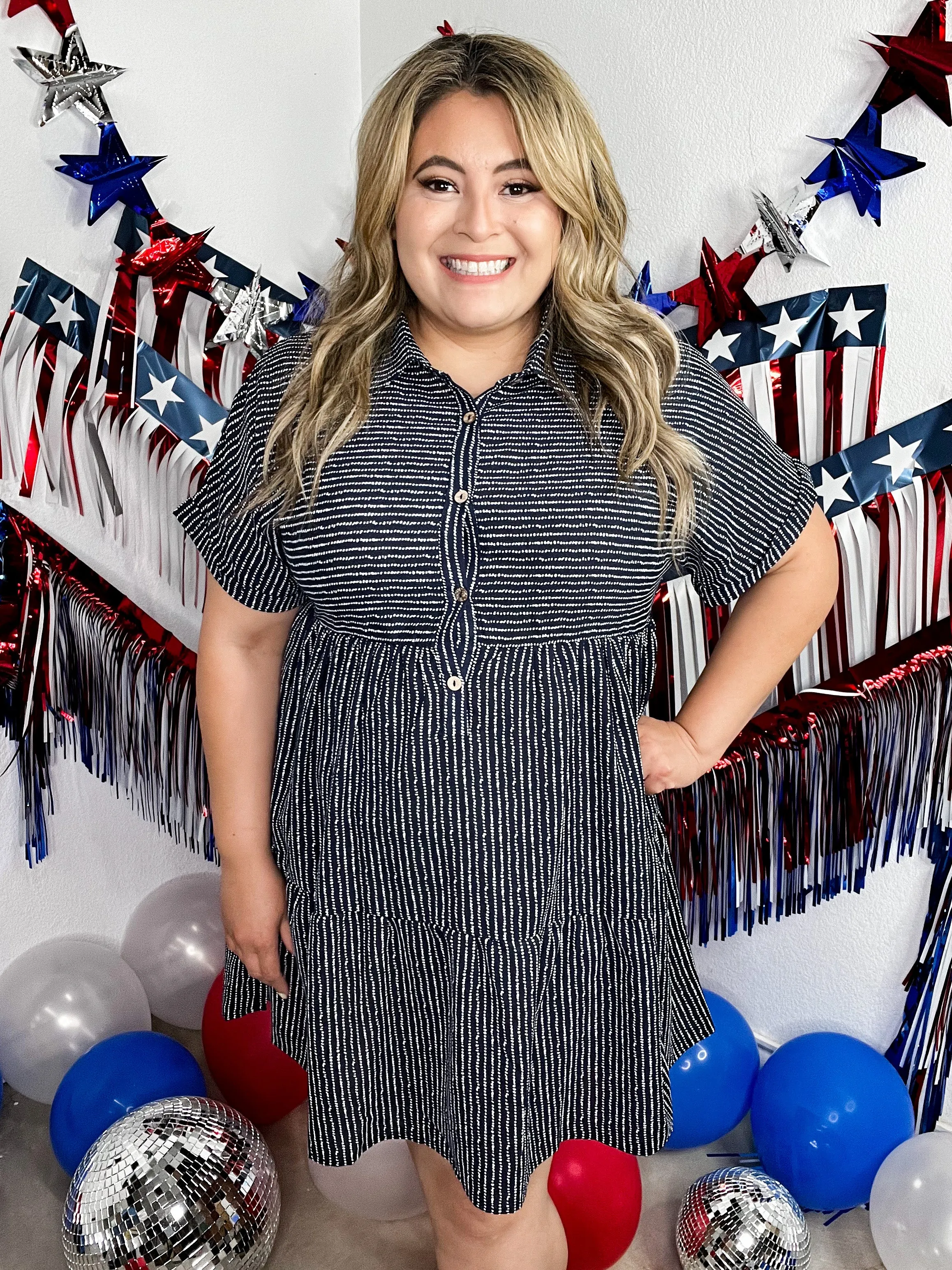 Make Your Day Navy Striped Dress