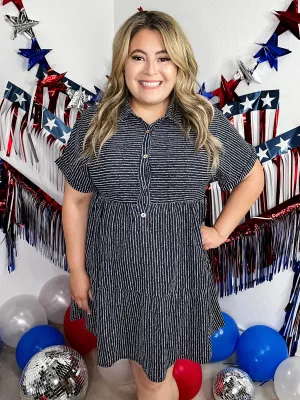 Make Your Day Navy Striped Dress