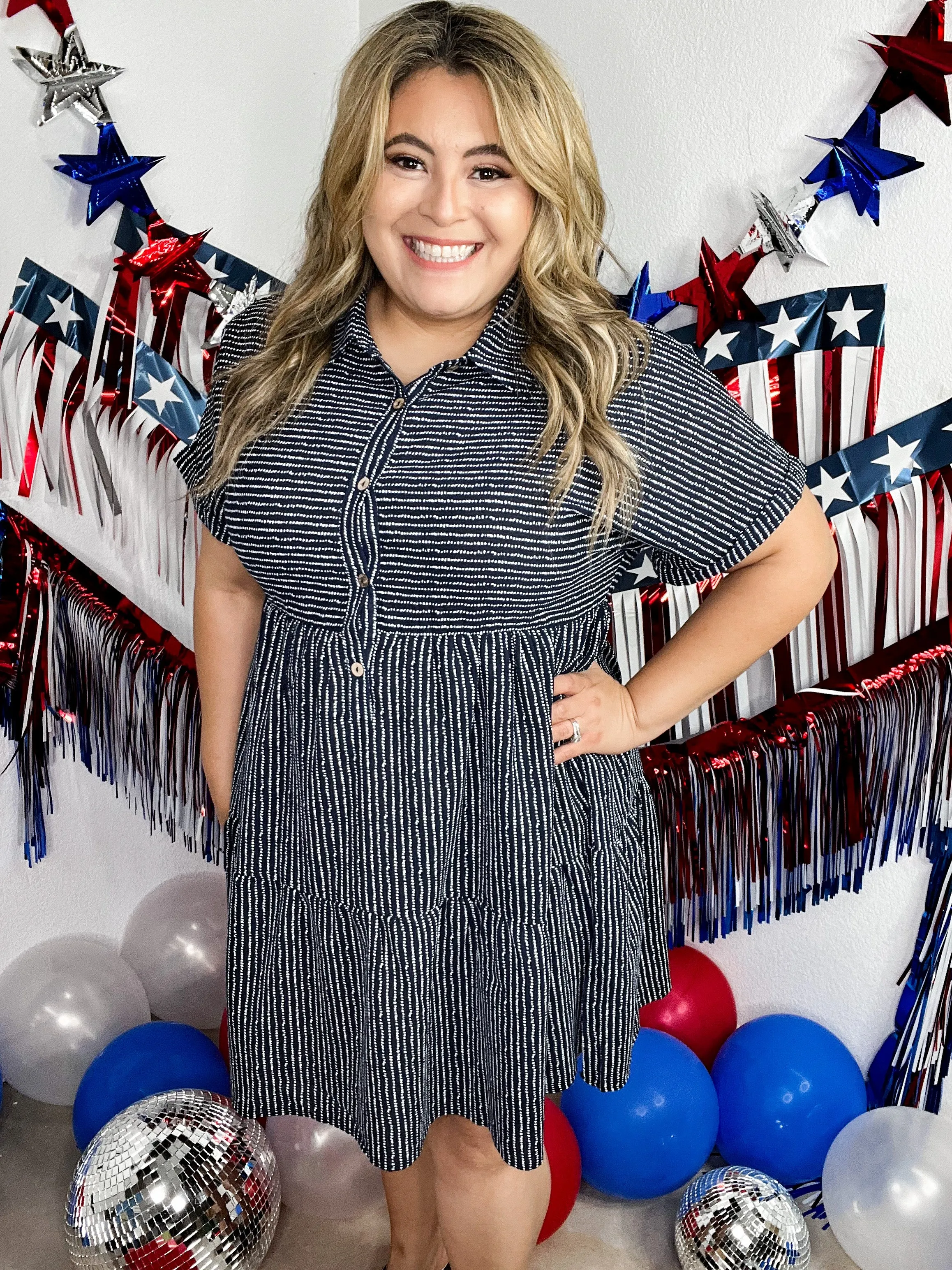 Make Your Day Navy Striped Dress