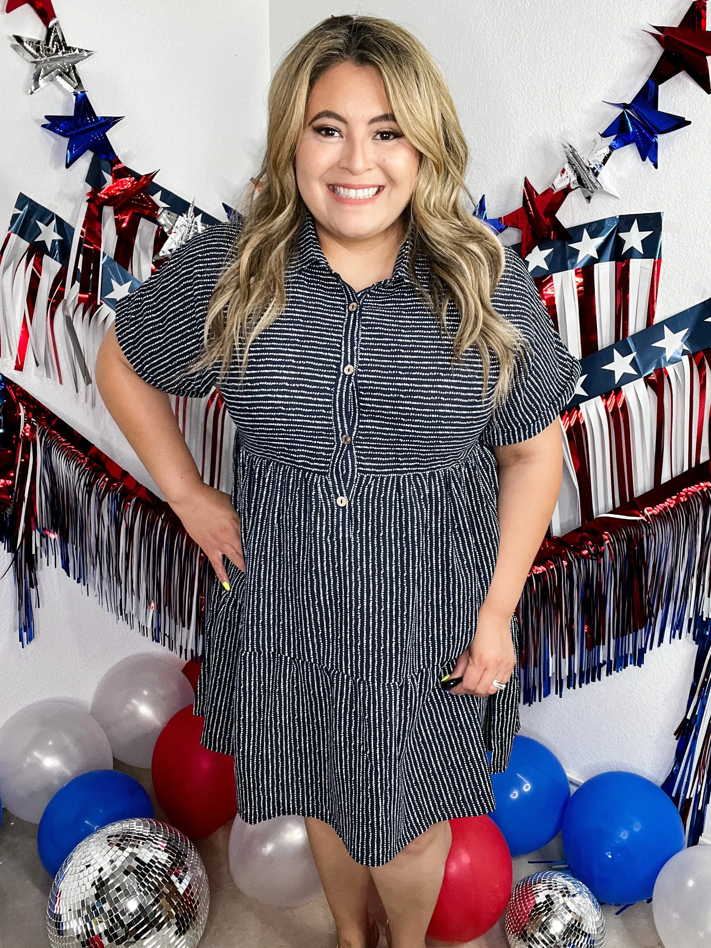 Make Your Day Navy Striped Dress