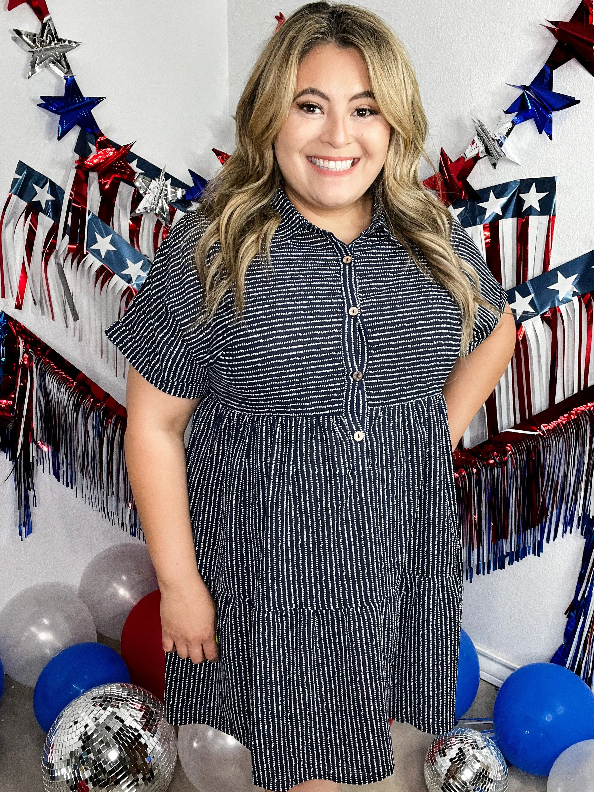 Make Your Day Navy Striped Dress