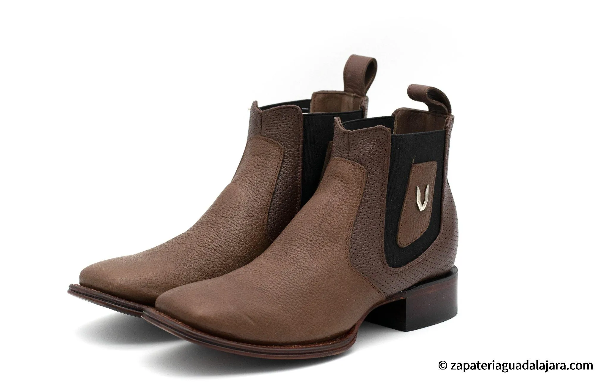 MEN WIDE SQUARE TOE GRISLY BROWN LEATHER BOOT -782B2707