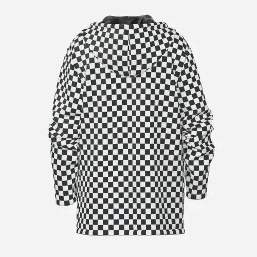 Men's Retro Black Checker Fleece Hoodie | Vintage Streetwear Winter Coat | Y2K Fashion Essential