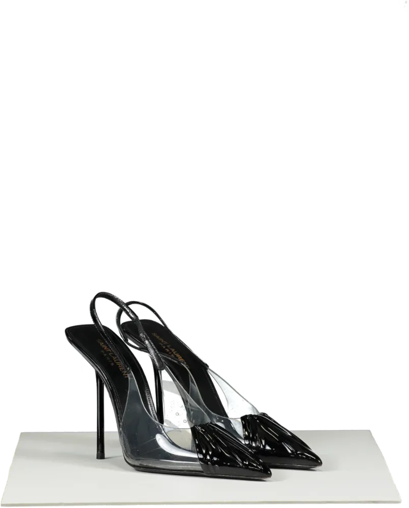 Saint Laurent Chica 115 Black / Transparent Slingback Pumps UK 6.5 EU 39.5 