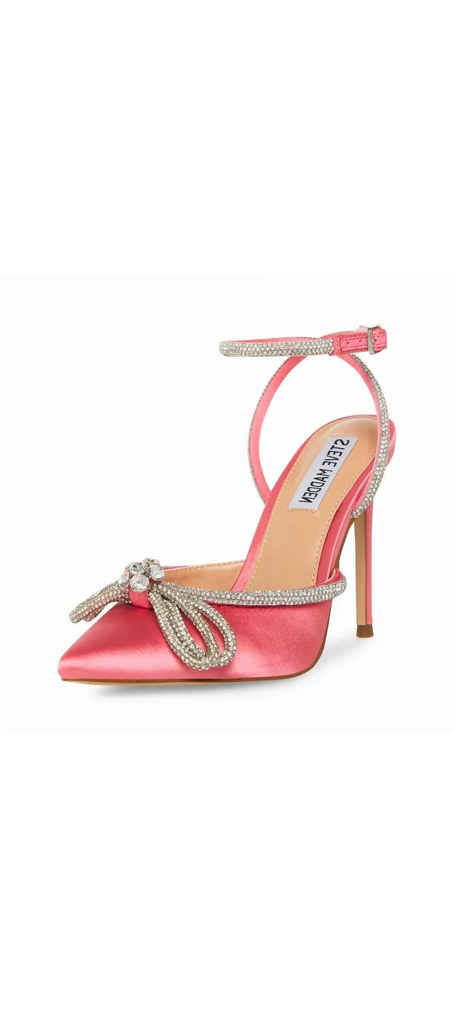 Steve Madden Viable Pink Rhinestones Strap Pointed Toe Stiletto Heeled Pumps