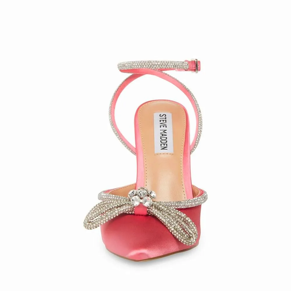 Steve Madden Viable Pink Rhinestones Strap Pointed Toe Stiletto Heeled Pumps