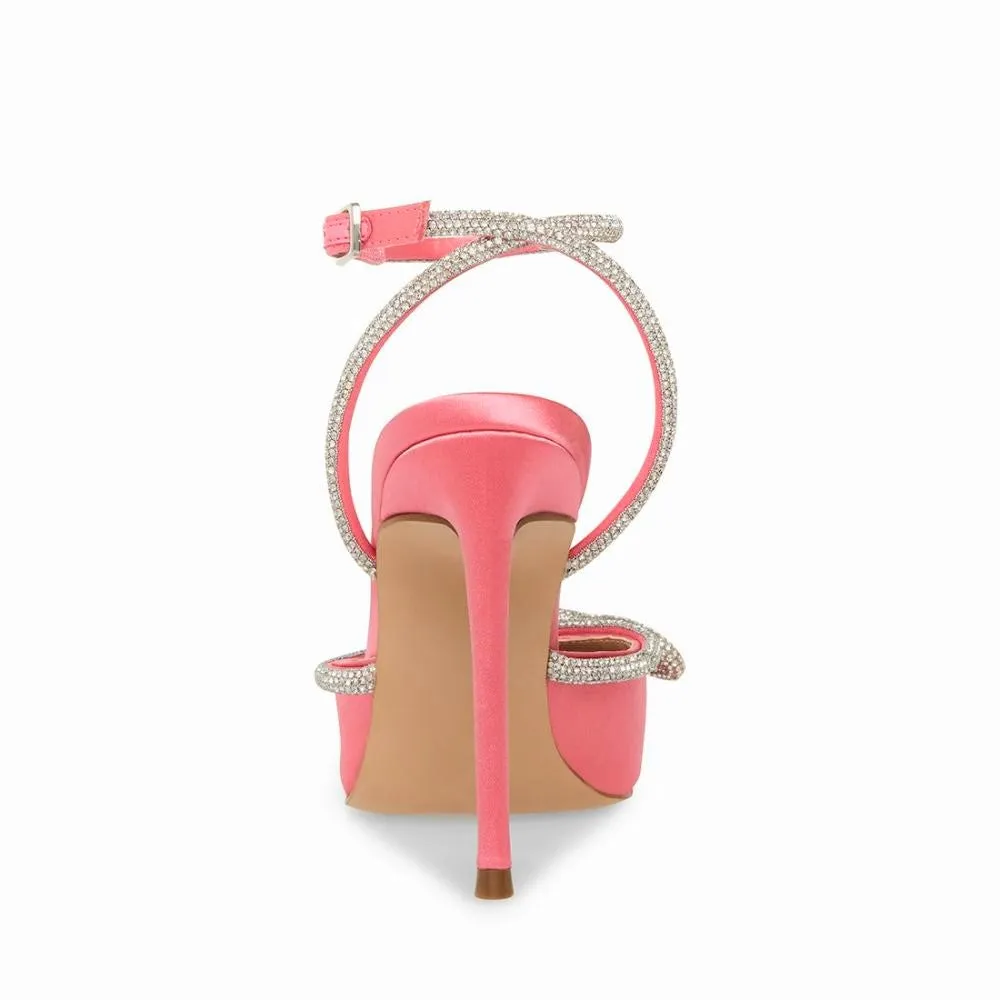 Steve Madden Viable Pink Rhinestones Strap Pointed Toe Stiletto Heeled Pumps