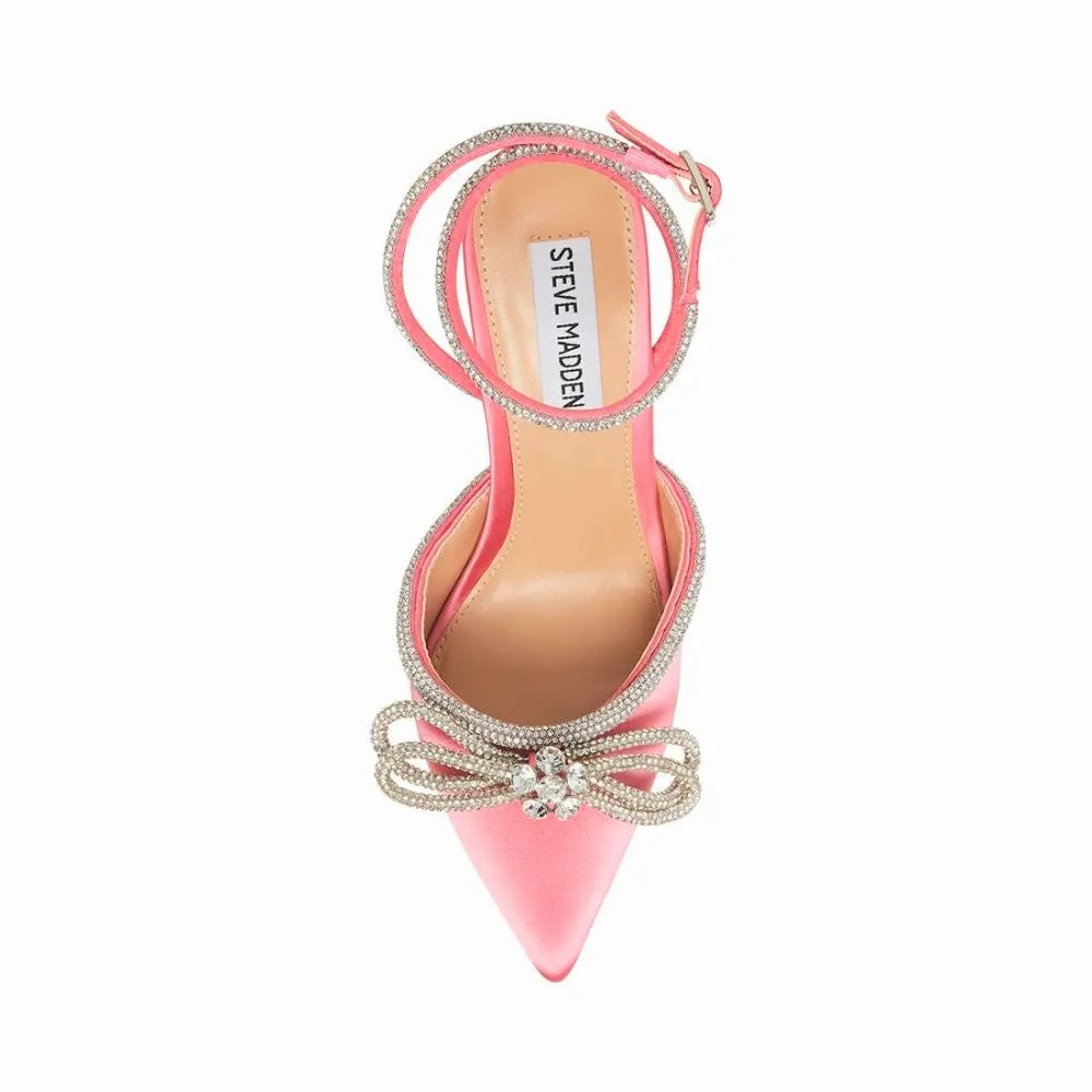 Steve Madden Viable Pink Rhinestones Strap Pointed Toe Stiletto Heeled Pumps