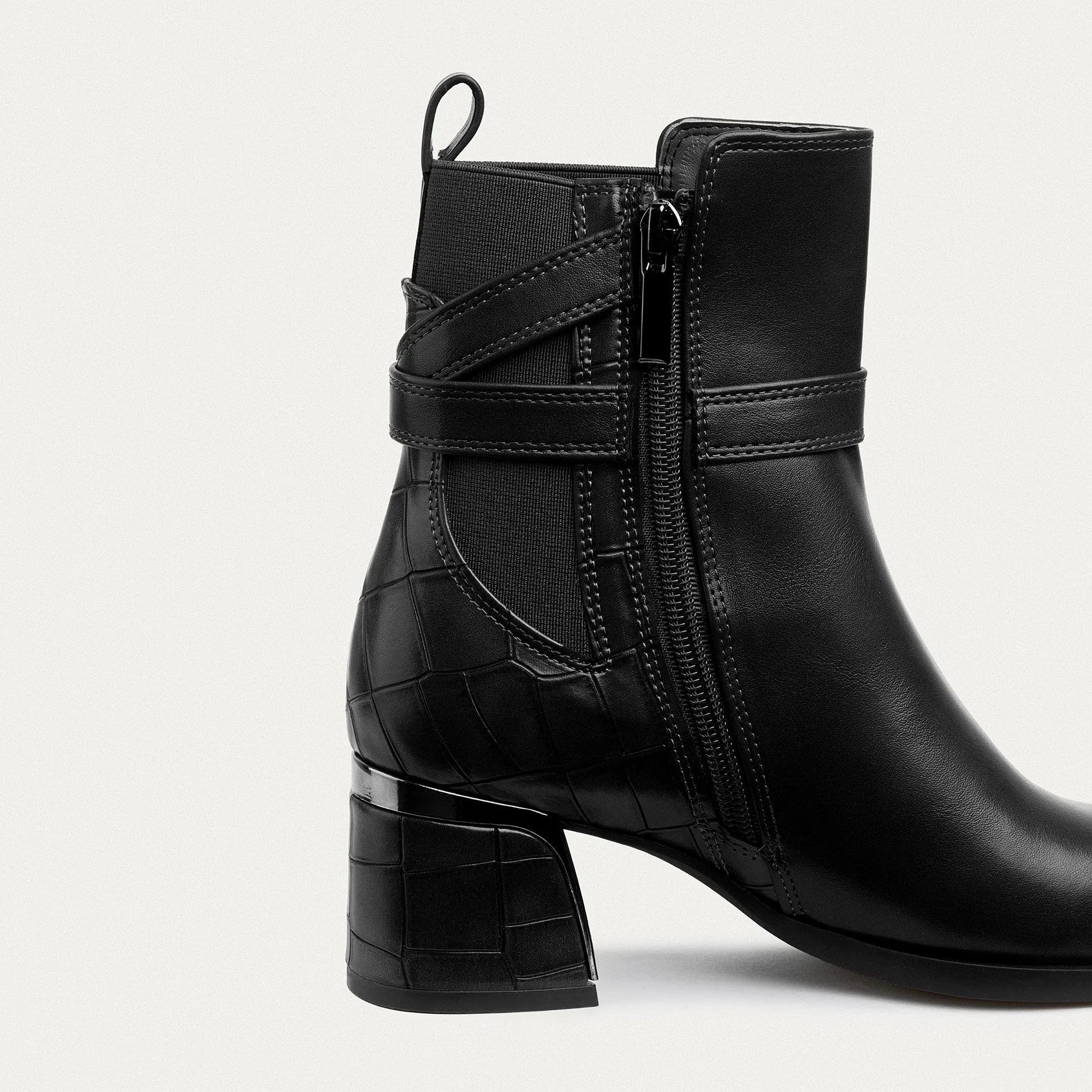 Velora Block Heel Ankle Boot -  Black