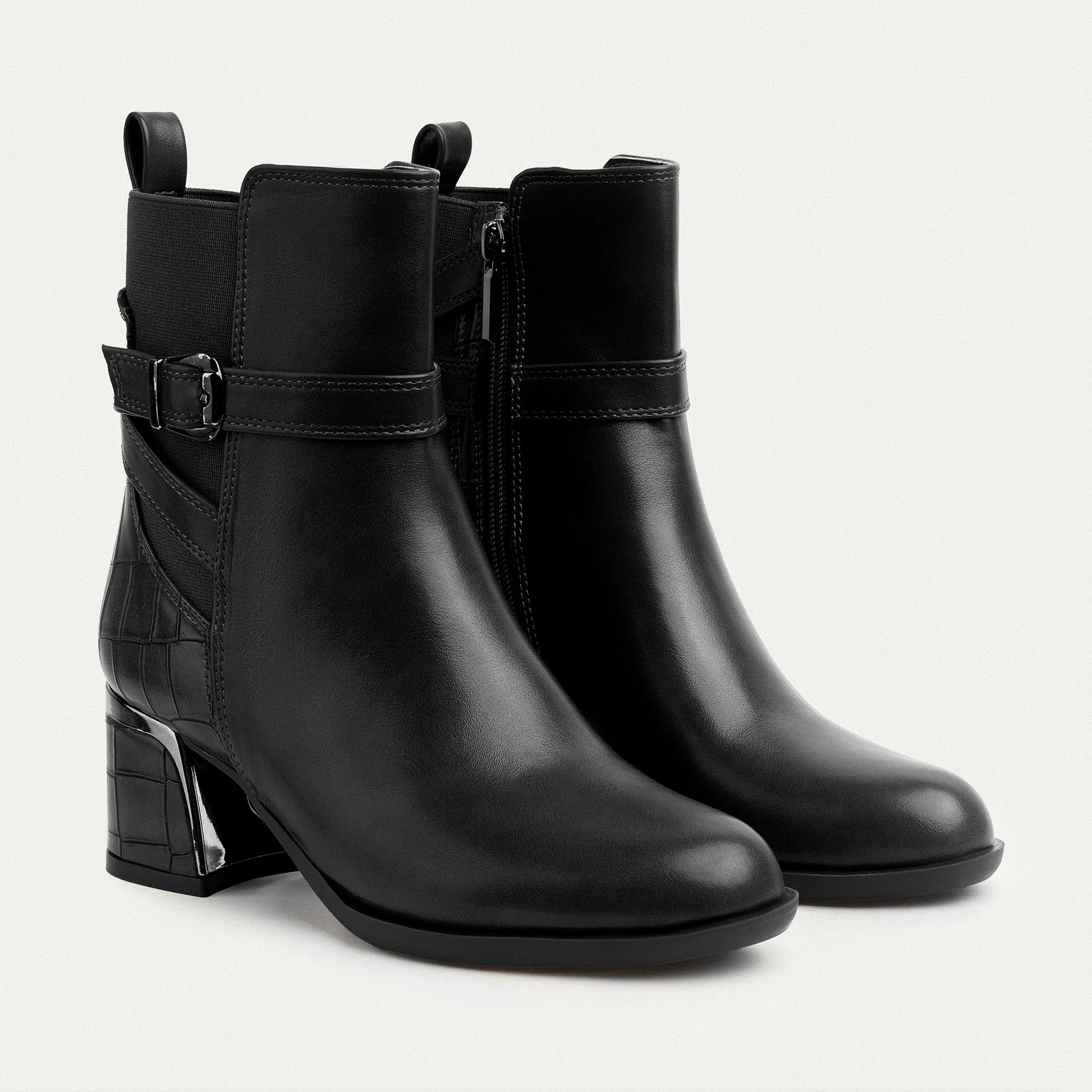 Velora Block Heel Ankle Boot -  Black