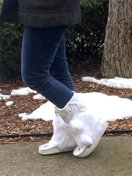 Women's 13" White Leather Mukluks On Sale