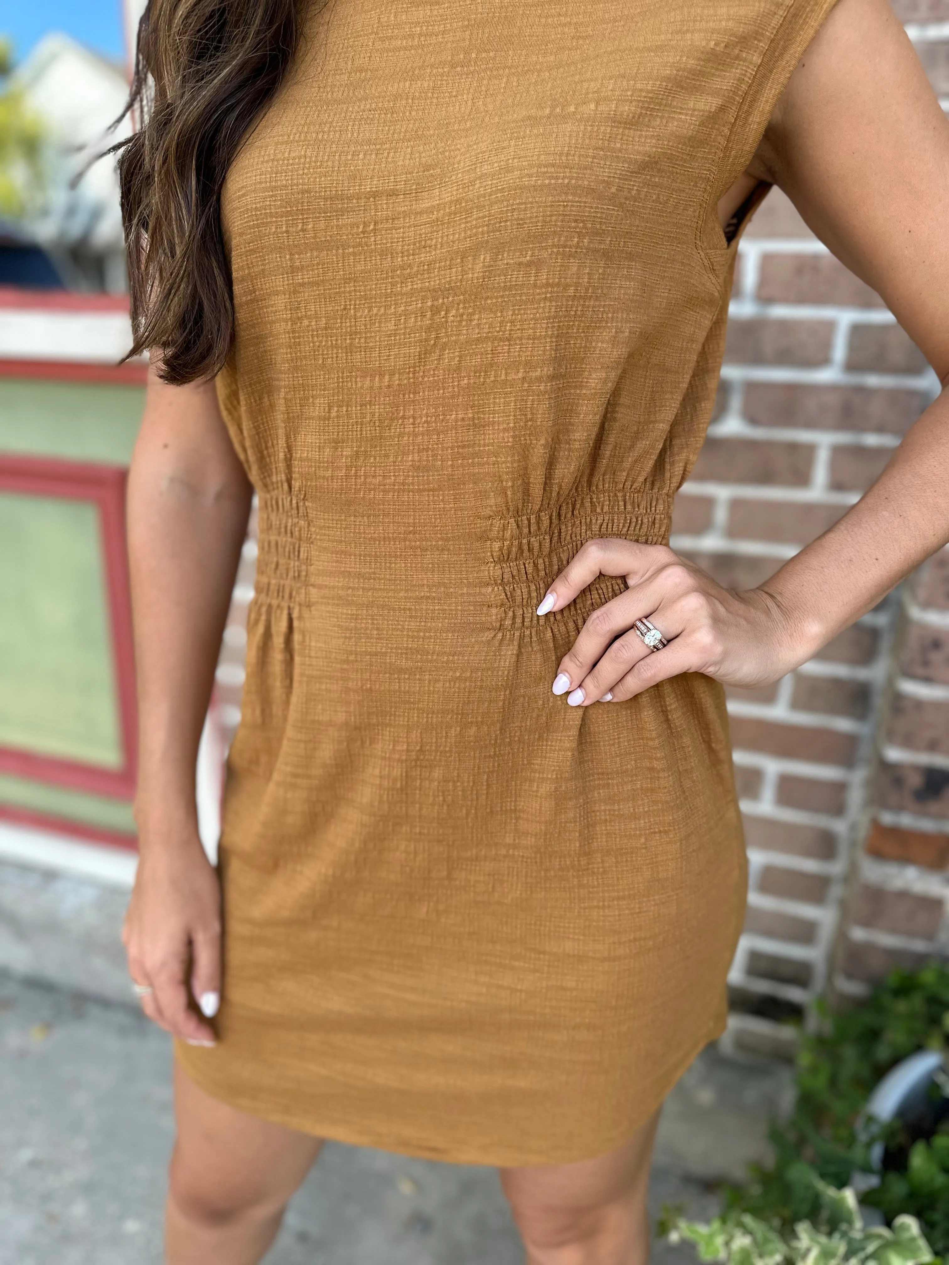 Z Supply Rowan Textured Dress- Caramel